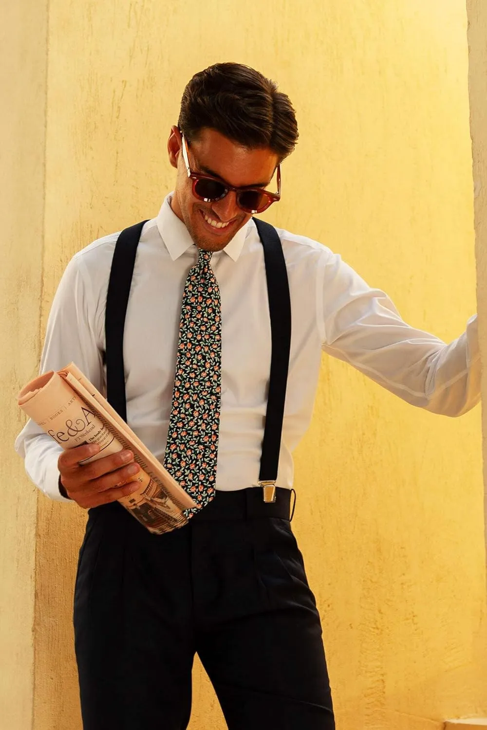 Suspender Braces - Classic Elastic Mens Dress Suspenders w/Adjustable Straps - Luxury Clip On Suspenders for Men