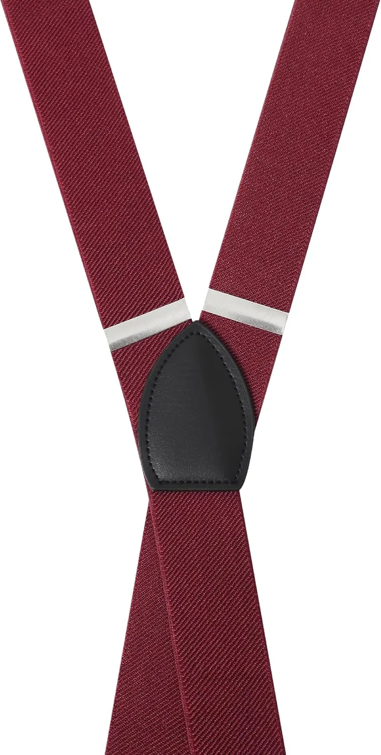 Suspender Braces - Classic Elastic Mens Dress Suspenders w/Adjustable Straps - Luxury Clip On Suspenders for Men