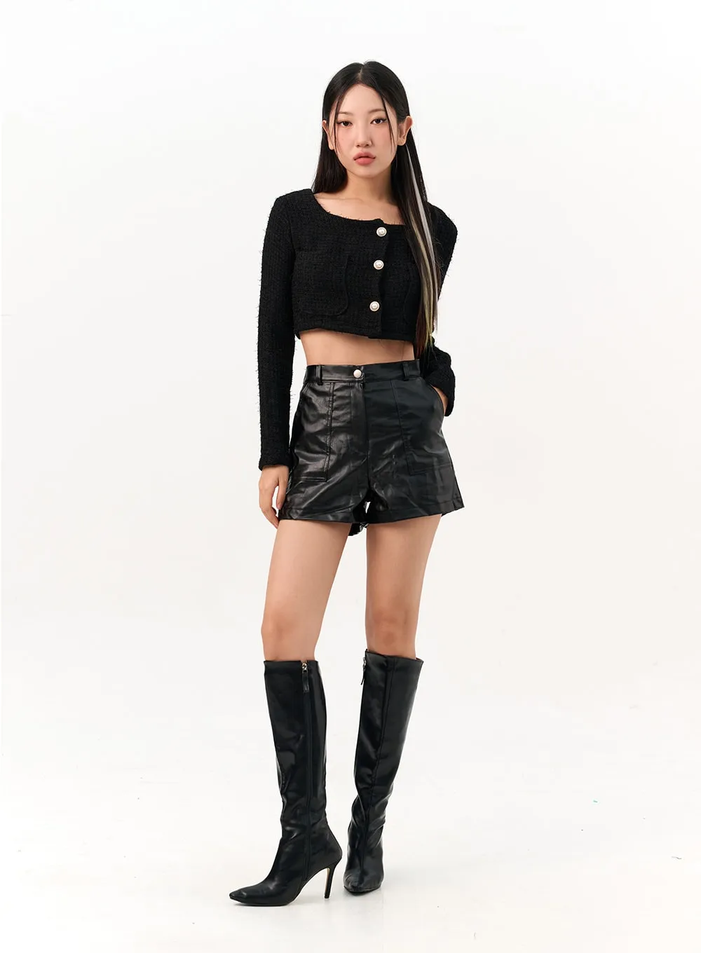 Tweed Crop Blazer Jacket IO317