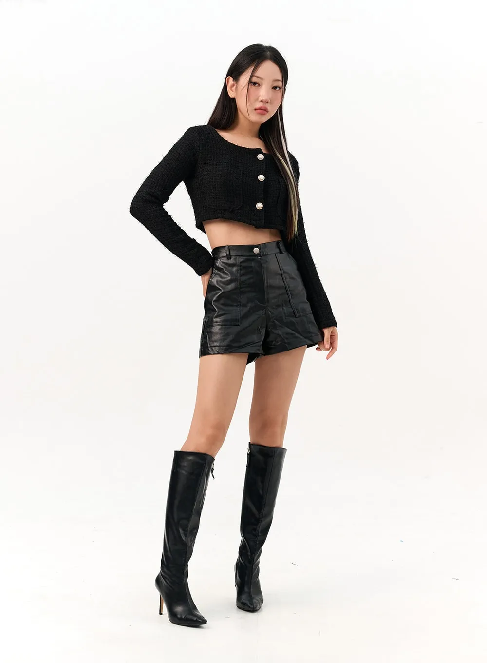 Tweed Crop Blazer Jacket IO317