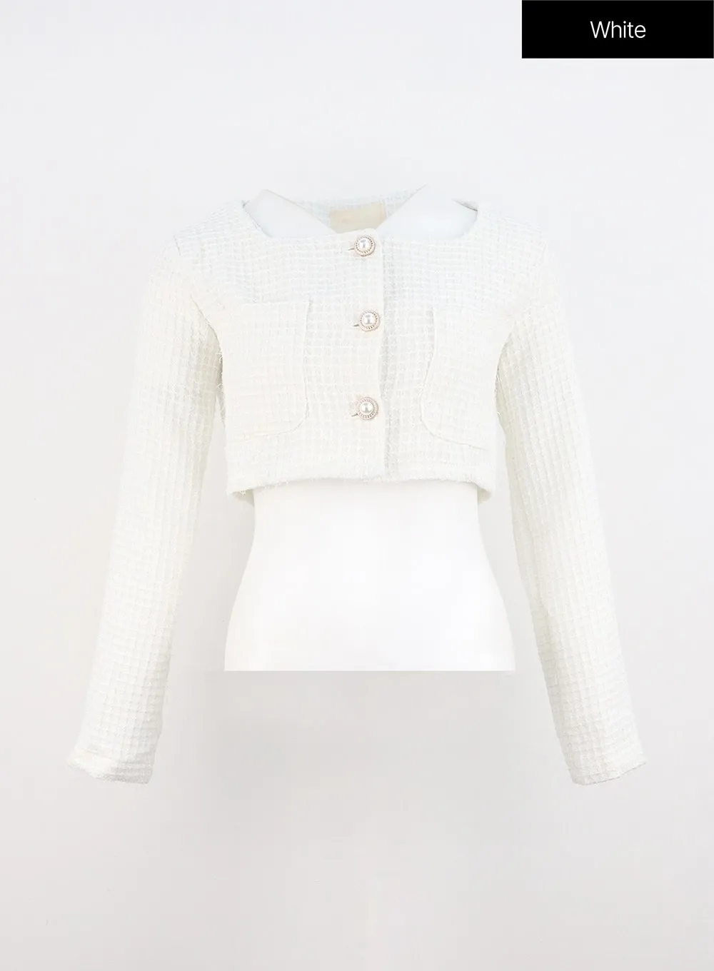 Tweed Crop Blazer Jacket IO317