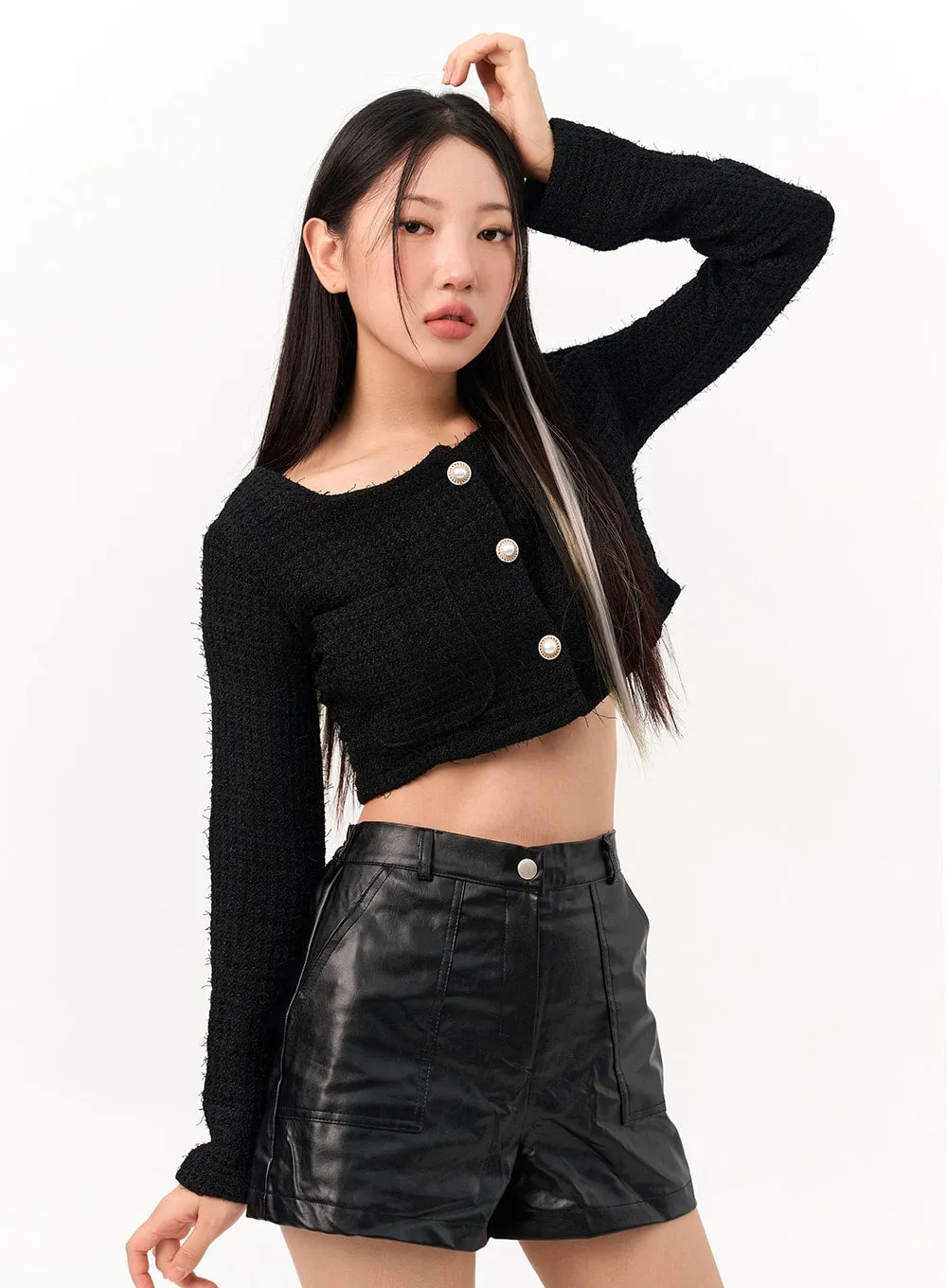 Tweed Crop Blazer Jacket IO317