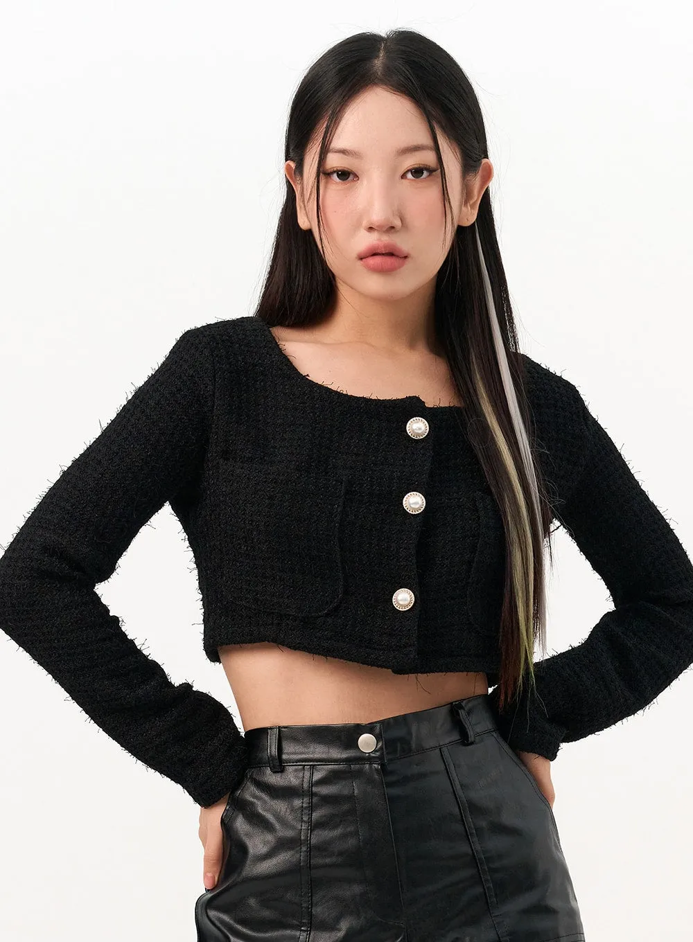 Tweed Crop Blazer Jacket IO317