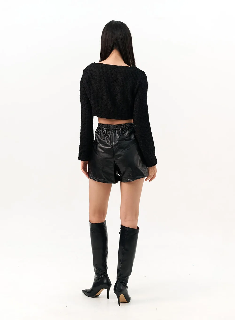 Tweed Crop Blazer Jacket IO317