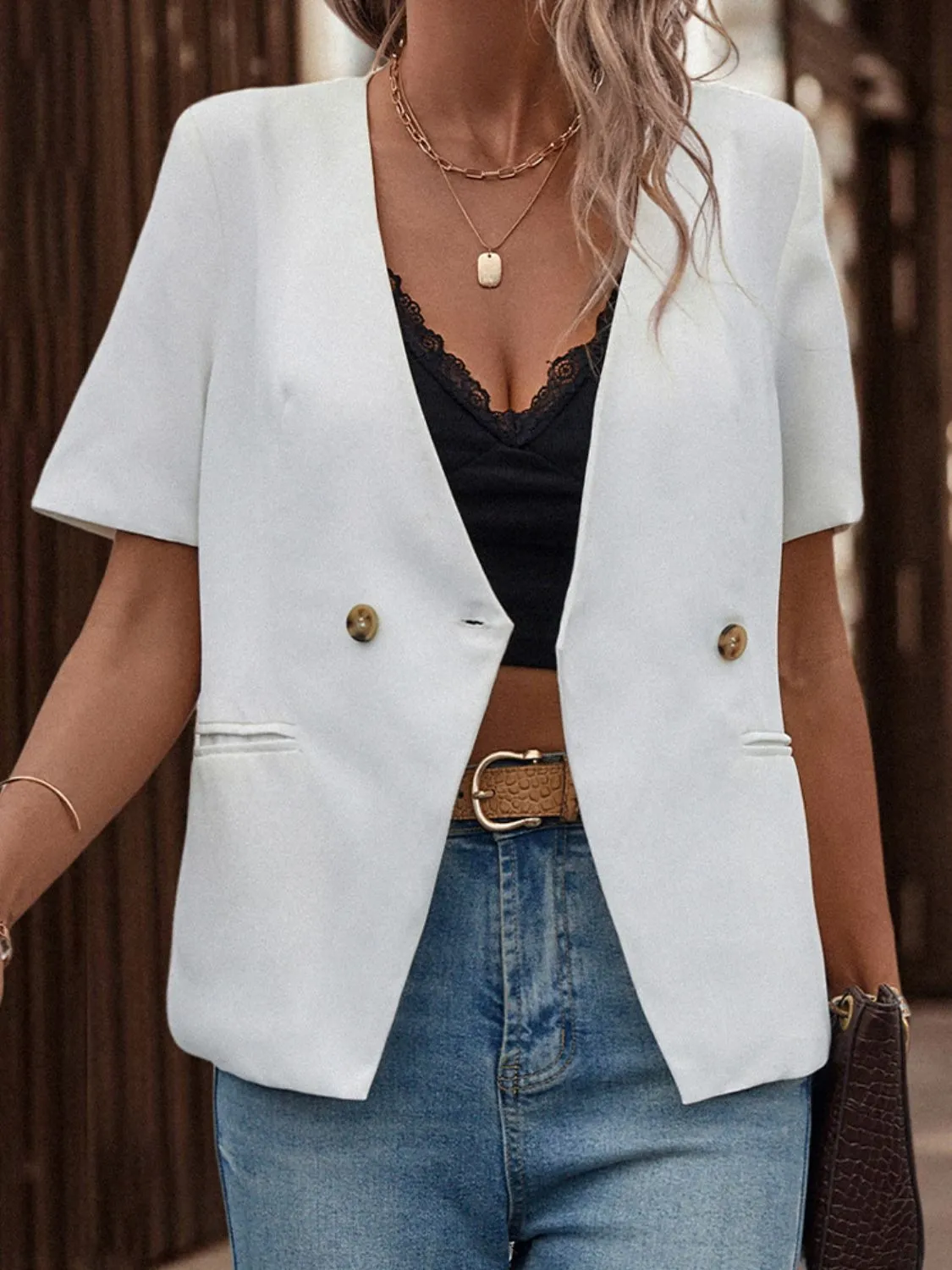 Two-Button Short Sleeve Blazer
