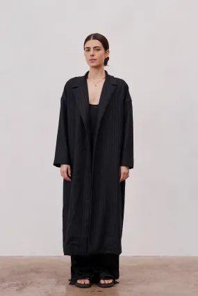 Victor Wool Coat Navy Pinstripe
