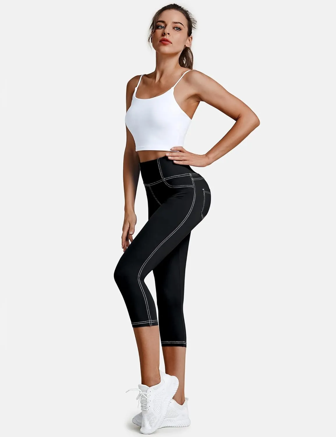 VOOVEEYA Jeggings for Women High Waist, Leggings with Pockets Tummy Control Plus Size Stretchy Jeans Leggings