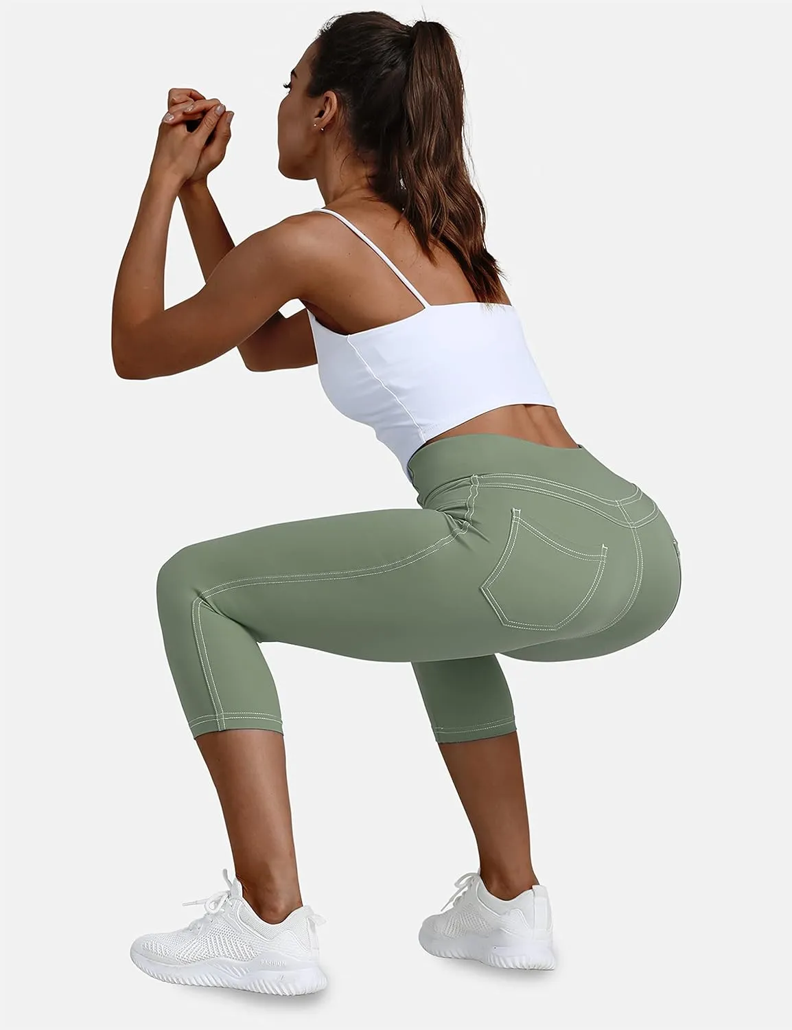 VOOVEEYA Jeggings for Women High Waist, Leggings with Pockets Tummy Control Plus Size Stretchy Jeans Leggings