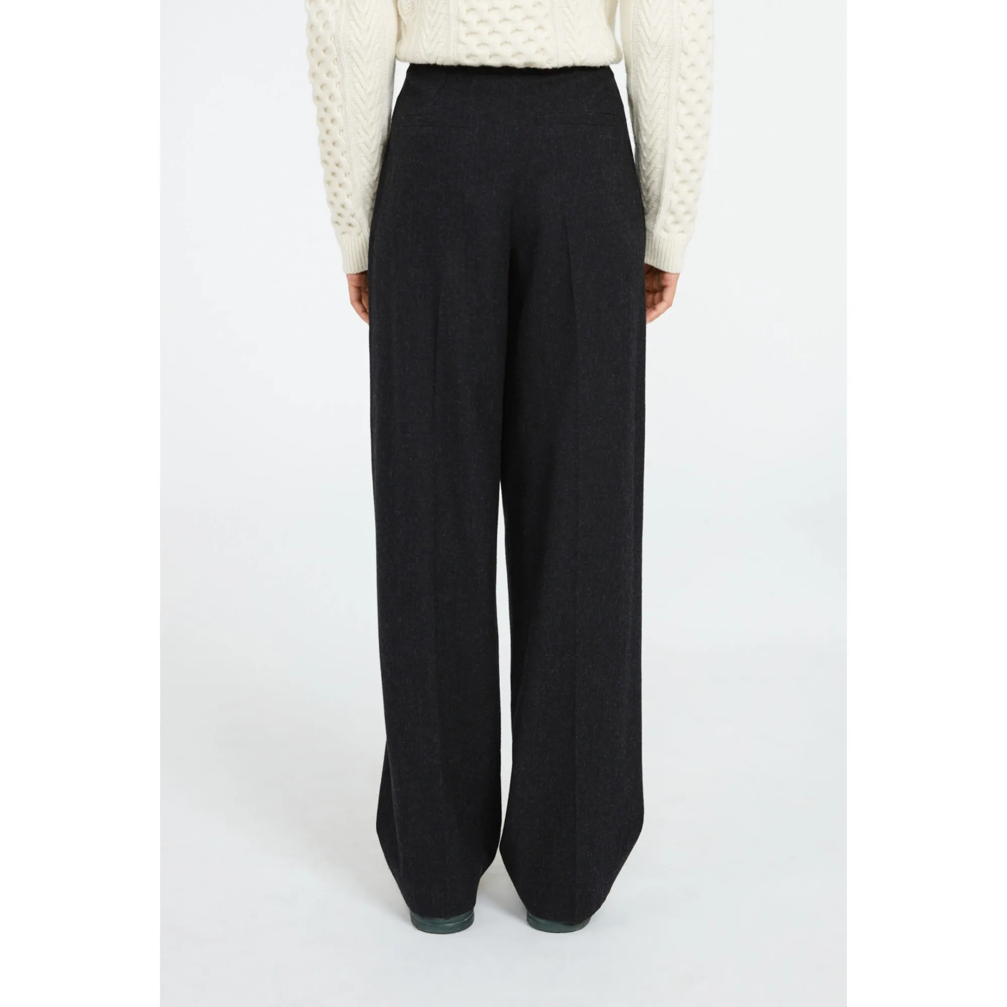 Women Wide Tailored Trousers - Navy