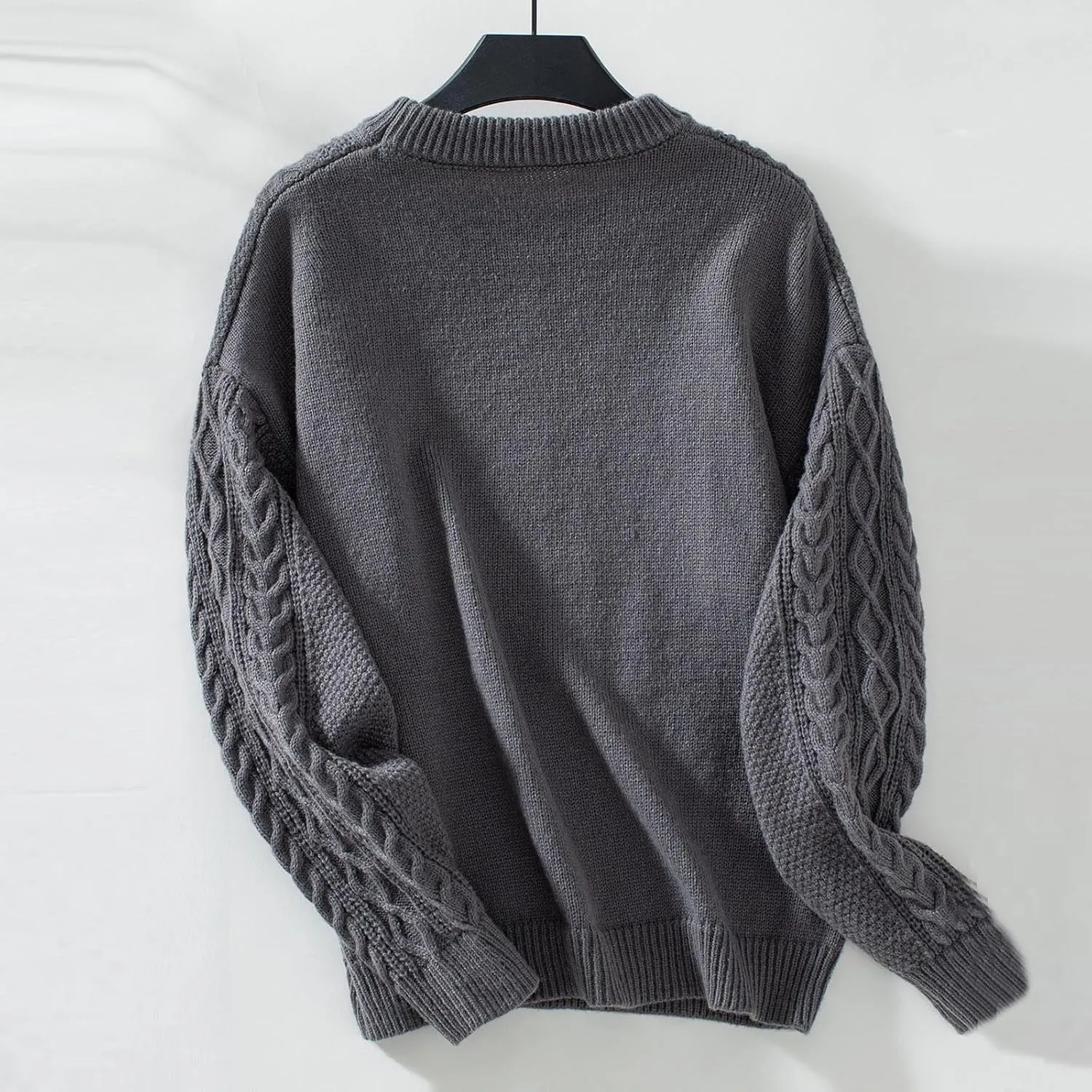 Womens Chunky Cable Knit Sweaters Fall Winter Crewneck Long Sleeve Pullover Sweater Loose Classic Fit Jumper Tops 2024