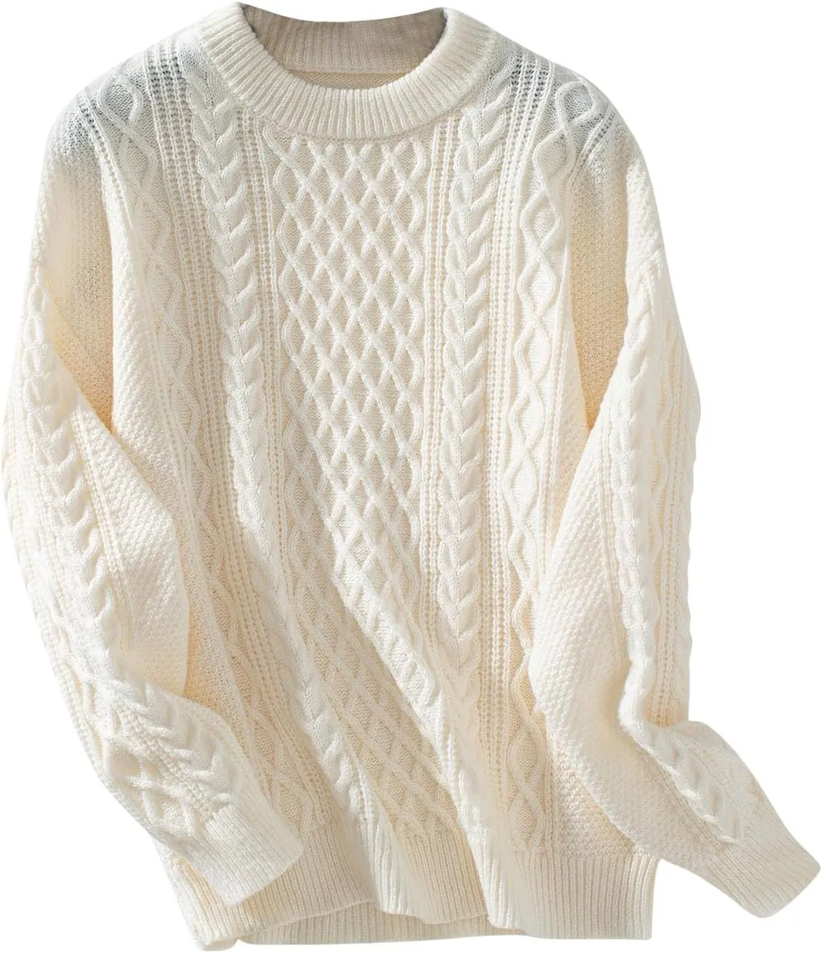 Womens Chunky Cable Knit Sweaters Fall Winter Crewneck Long Sleeve Pullover Sweater Loose Classic Fit Jumper Tops 2024