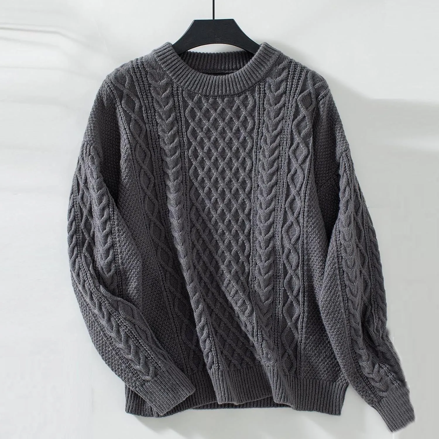 Womens Chunky Cable Knit Sweaters Fall Winter Crewneck Long Sleeve Pullover Sweater Loose Classic Fit Jumper Tops 2024