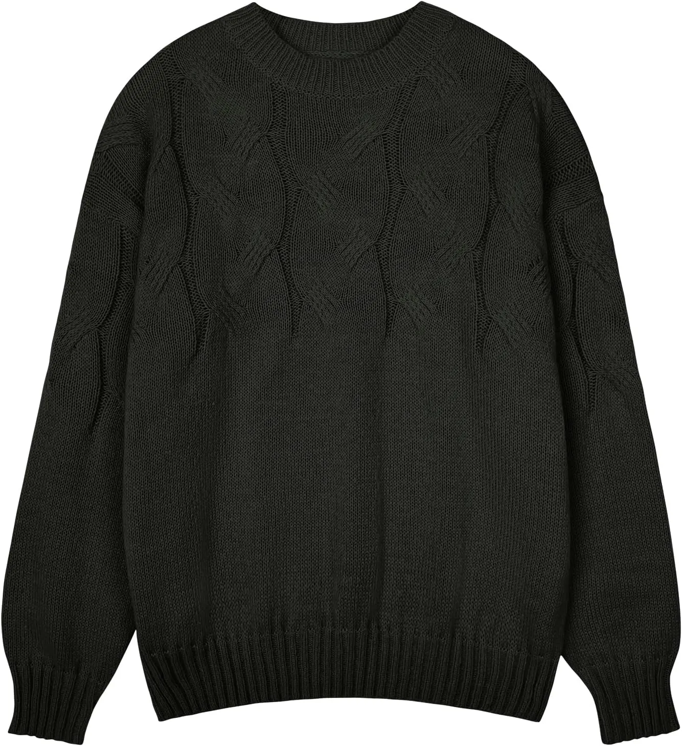 Womens Oversized Cute Cable Knit Sweater Fall 2024 Lightweight Dressy Casual Crewneck Long Sleeve Pullover Tops